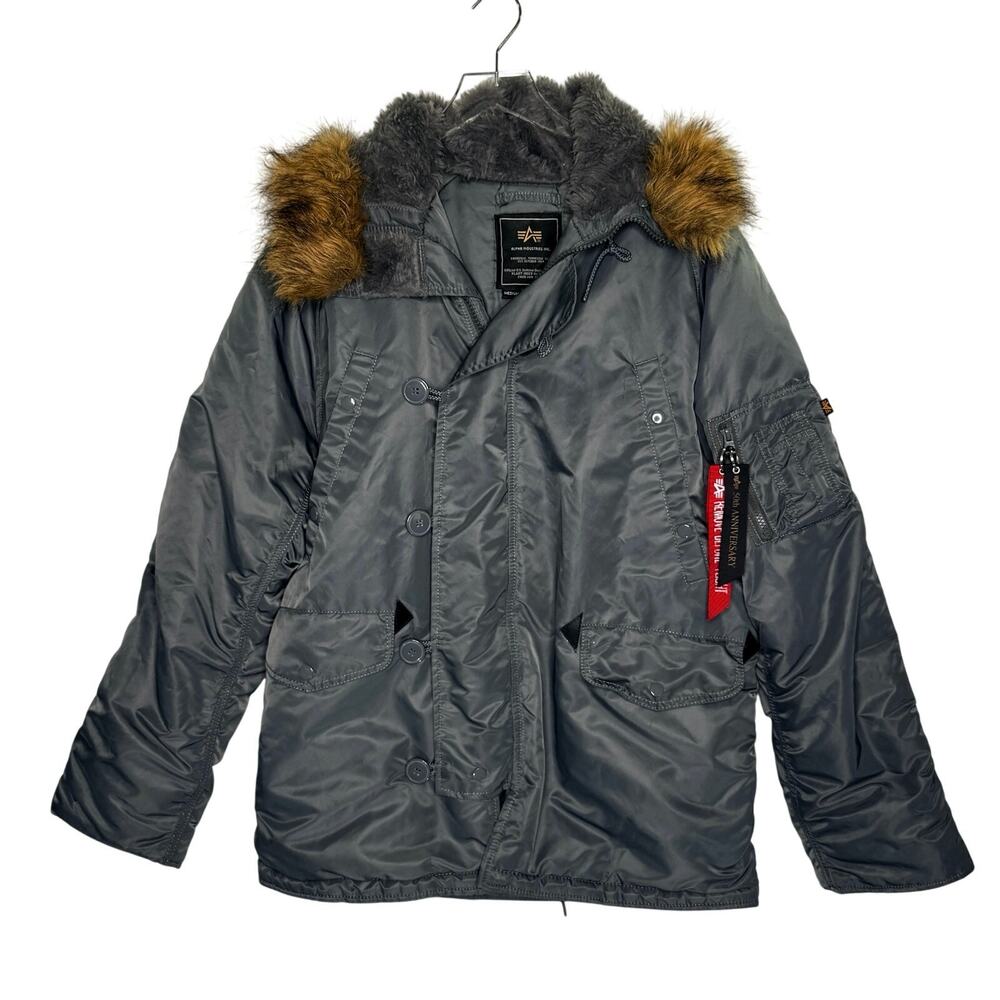 Alpha Industries Mens Slim Fit N-3B Parka M Replica Grey Fur Trim Outdoor Winter